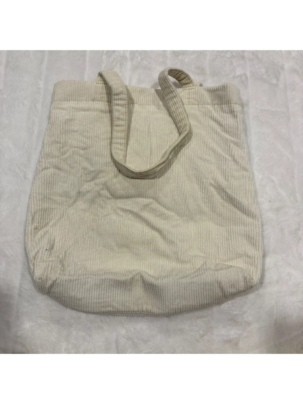 Urban Outfitters UO-76 Corduroy Tote Bag Women Cream Cotton Polyester Lining